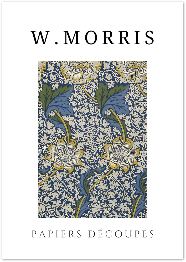 Posterux© | Blue Blossom Bloom Poster – William Morris Papiers Découpés