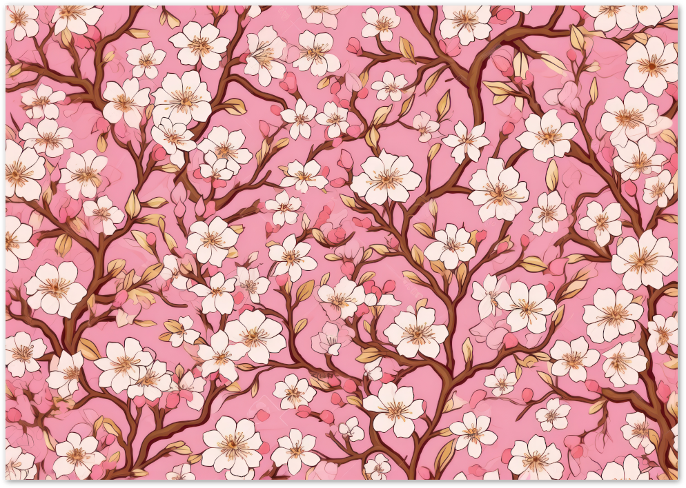 Posterux© | Cherry Blossom Branches Poster – Blush Pink Elegance