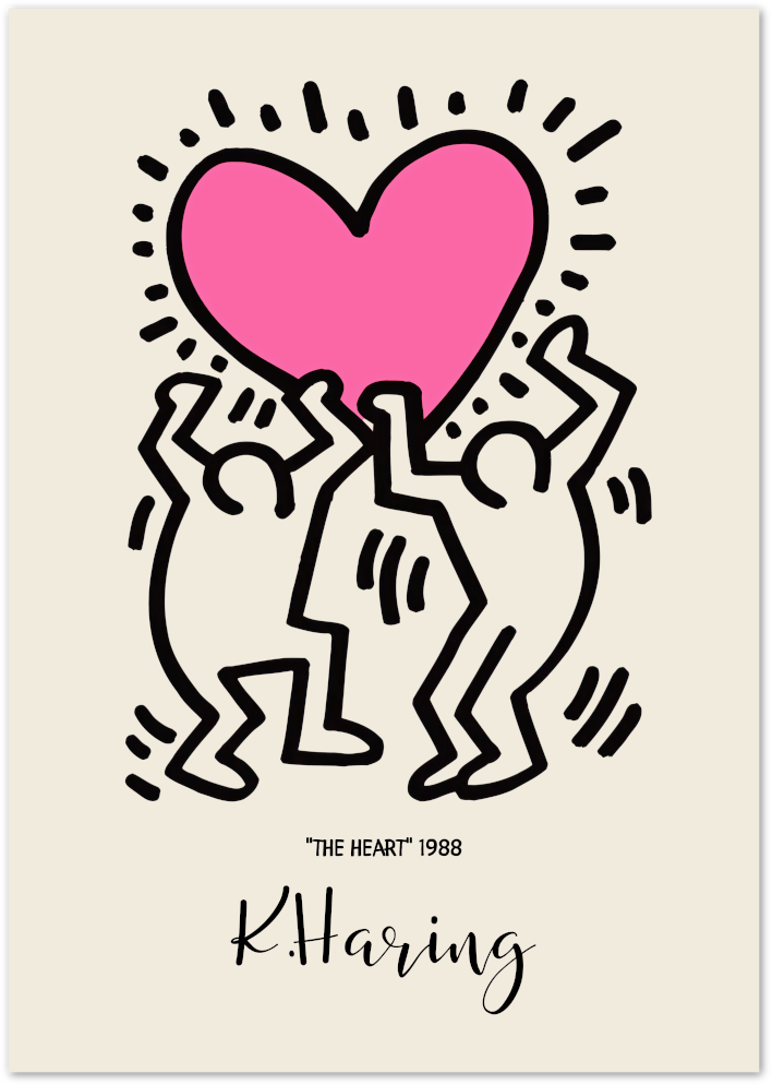Posterux© | The Heart Poster – Pink Pop Art by Haring Style