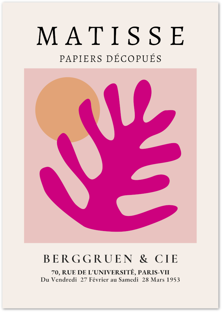 Posterux© | Coral & Sun Poster – Pink Matisse Cut-Out Art