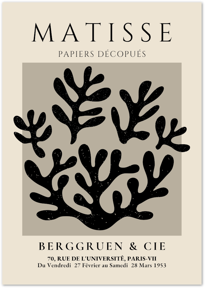Posterux© | Coral Forms Poster – Matisse Cut-Out Style