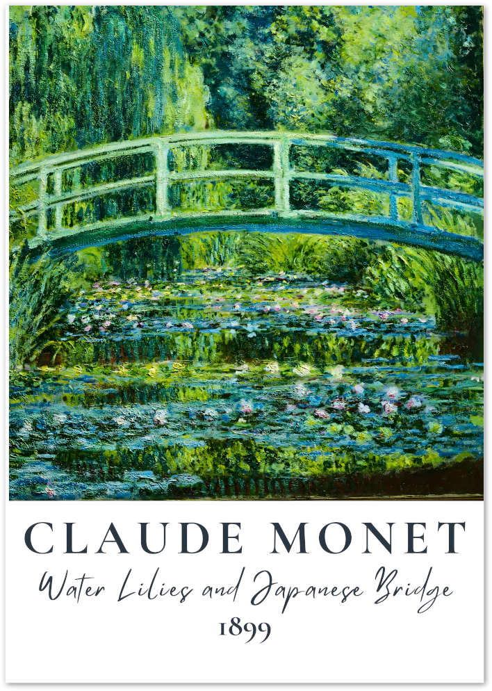 Posterux© | Water Lilies and Japanese Bridge Poster – Monet Garden Classic