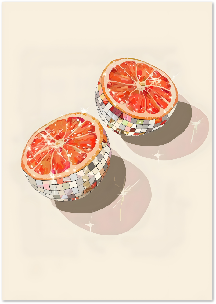 Posterux© | Disco Grapefruit Poster – Funky Fruit Art