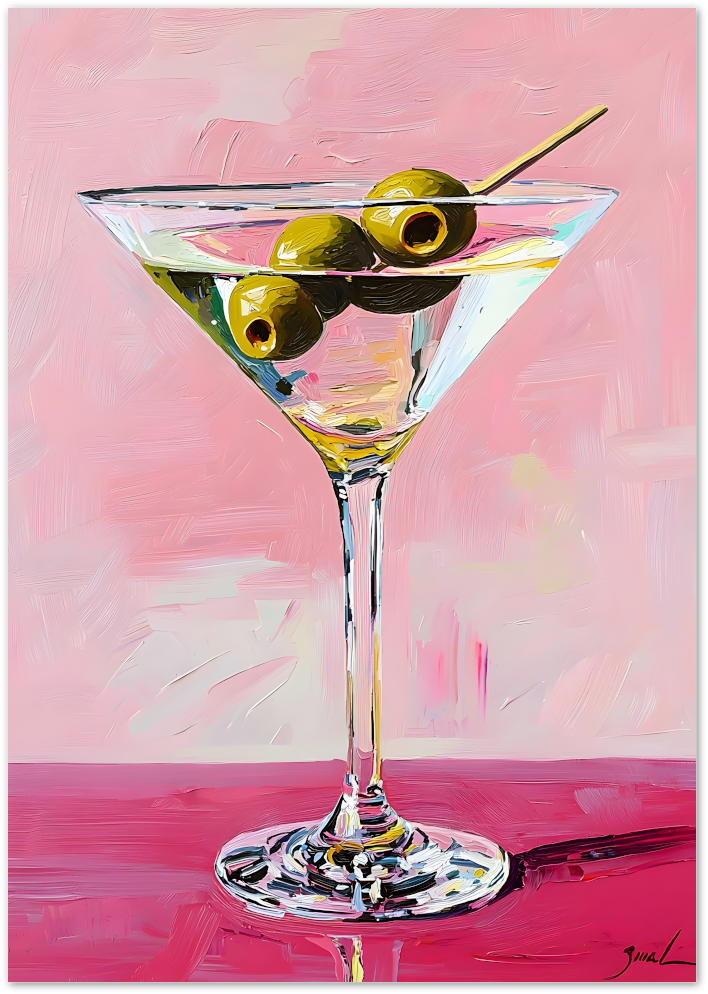 Posterux© | Olive Martini Poster – Cocktail Illustration Art