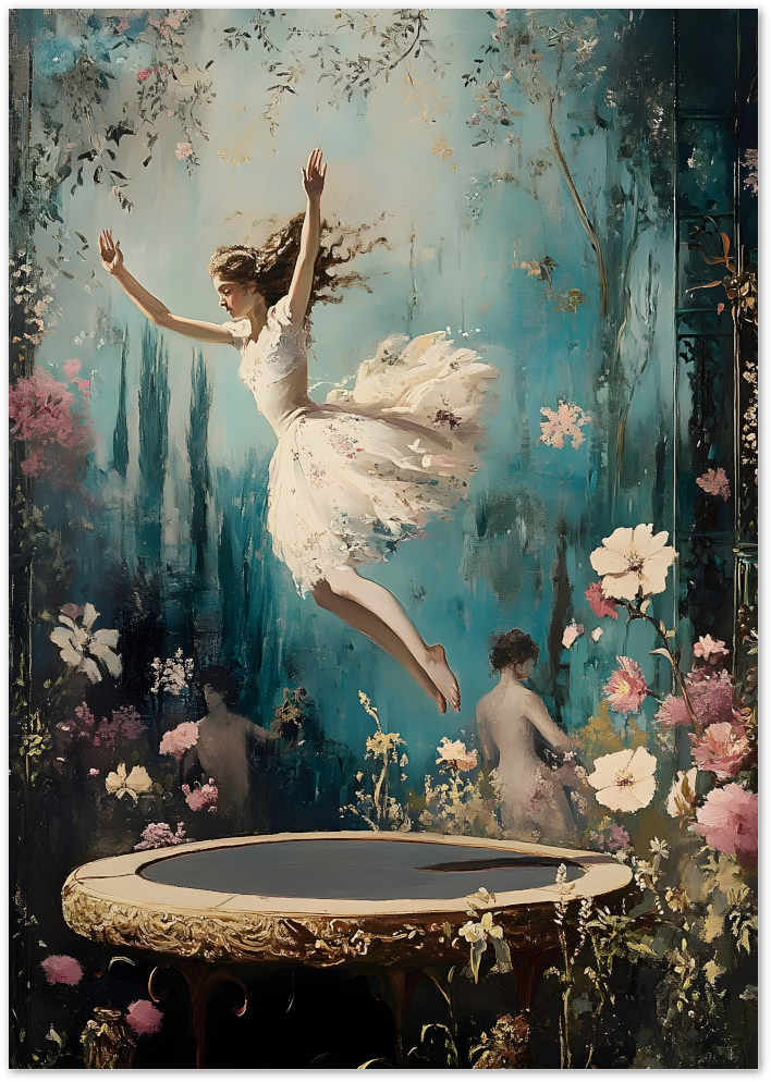 Posterux© | Dreamy Leap Poster – Surreal Ballet Art