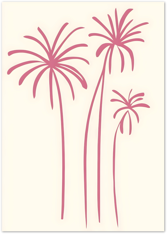 Posterux© | Pink Palms Poster – Minimal Botanical Style