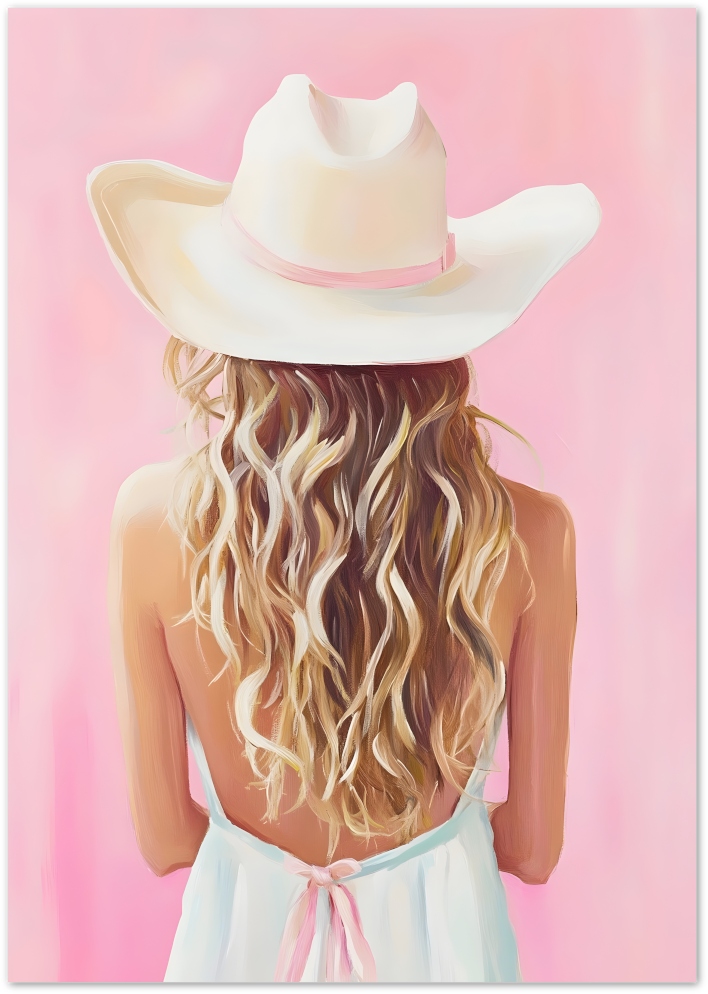 Posterux© | Pink Cowgirl Back Poster – Summer Chic Illustration