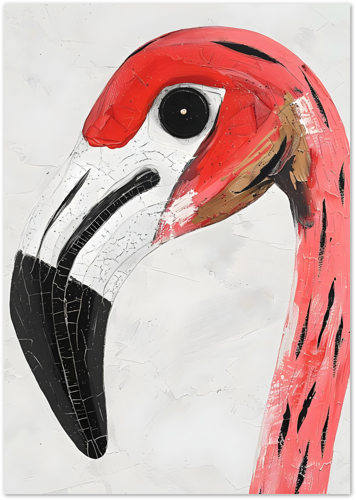 Posterux© | Flamingo Close-Up Poster – Bold Expressionist Animal Art