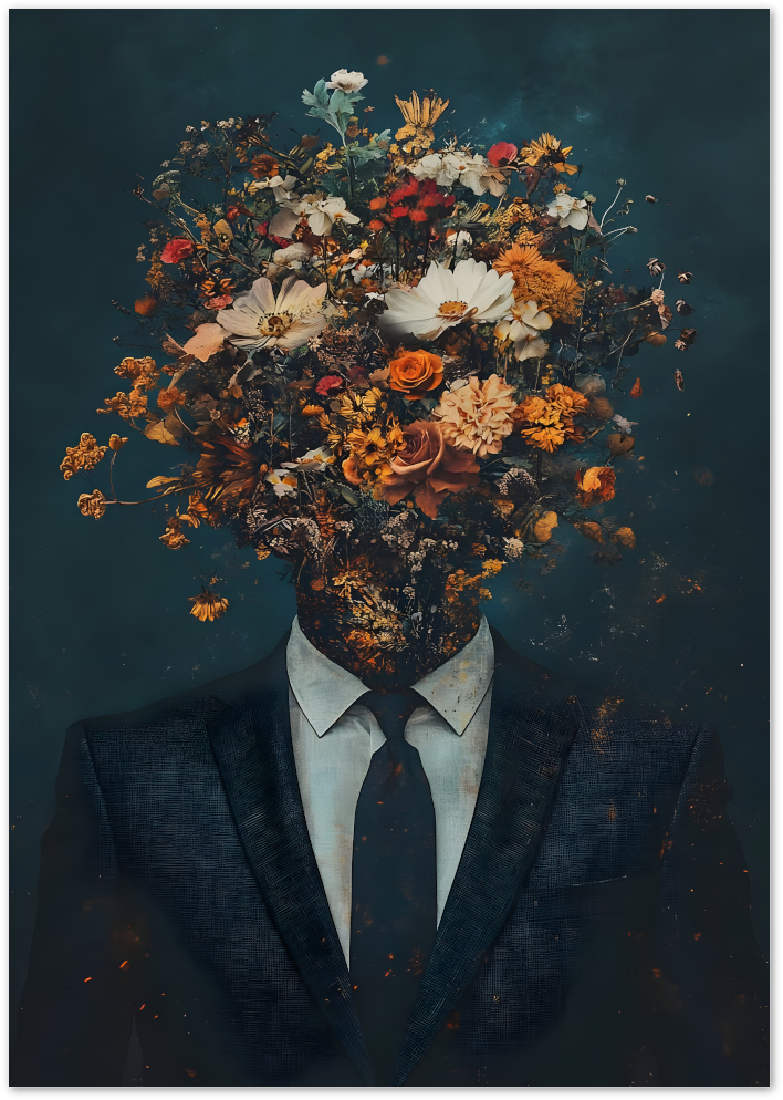 Posterux© | Burning Bloom Poster – Dark Floral Surrealism