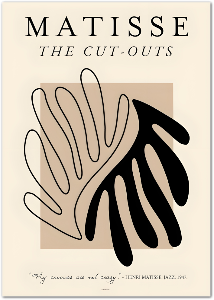 Posterux© | The Cut-Outs Poster – Black & Beige Matisse Style