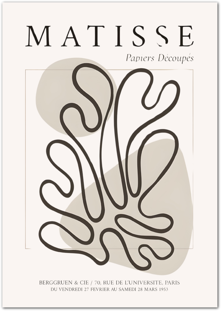 Posterux© | Papiers Découpés Coral Poster – Matisse Style Abstract Print