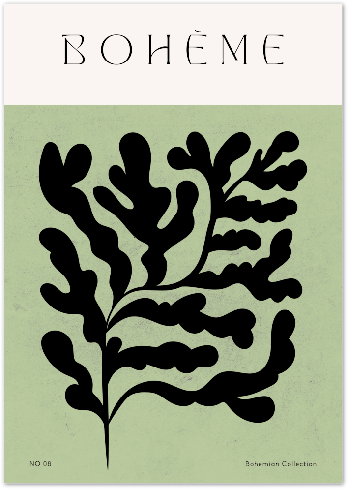 Posterux© | Jardin Vert Poster – Artistic Floral Ink Style