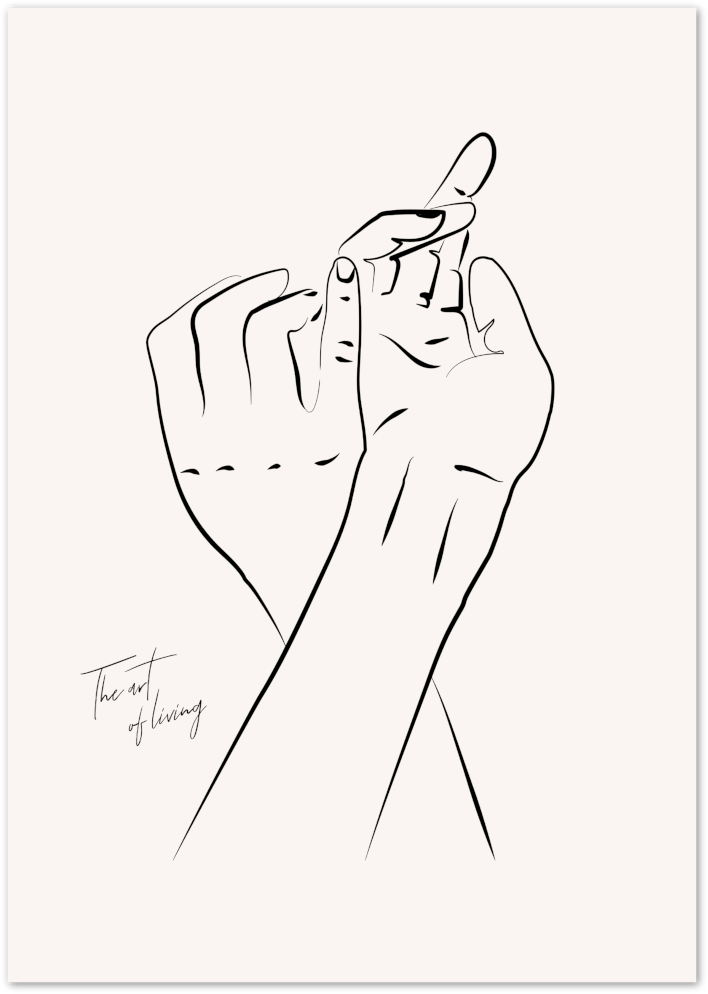 Posterux© | The Art of Living Poster – Minimalist Hands Line Drawing