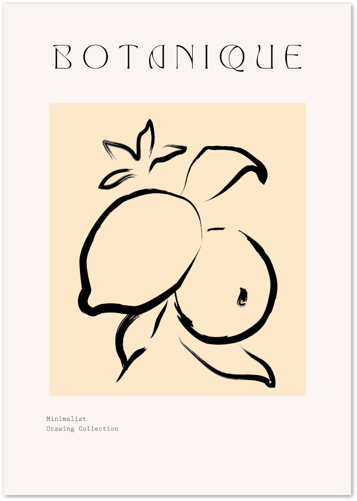 Posterux© | Lemon Sketch Poster – Minimalist Fruit Drawing