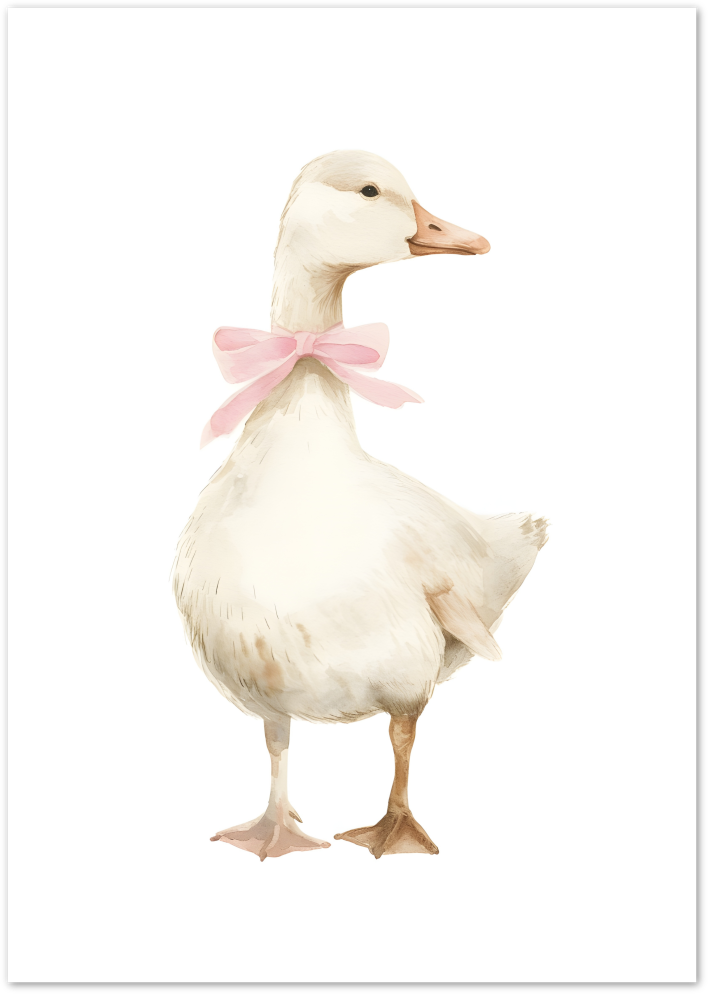 Posterux© | Duck with Pink Bow Poster – Cute Animal Illustration