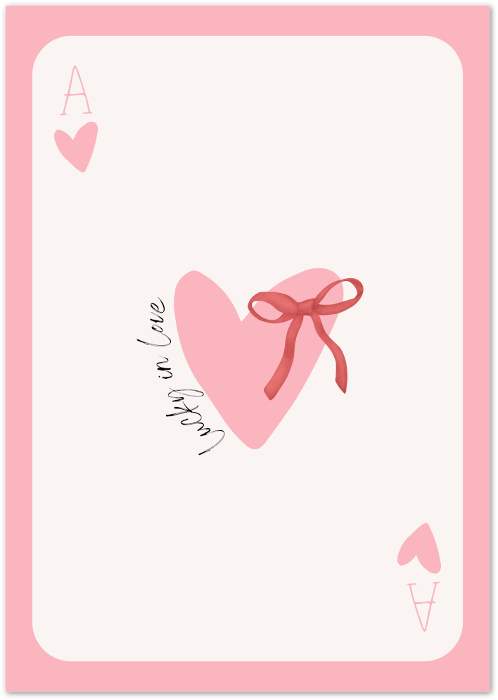 Posterux© | Lucky in Love Poster – Pink Playing Card Heart