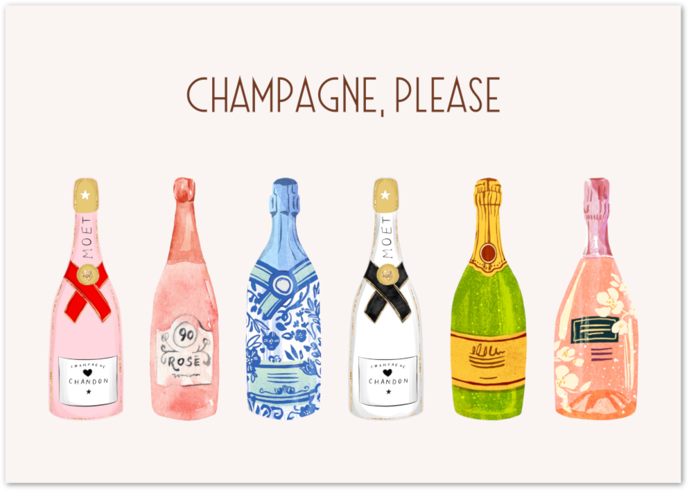 Posterux© | Champagne Please Poster – Colorful Bottle Art