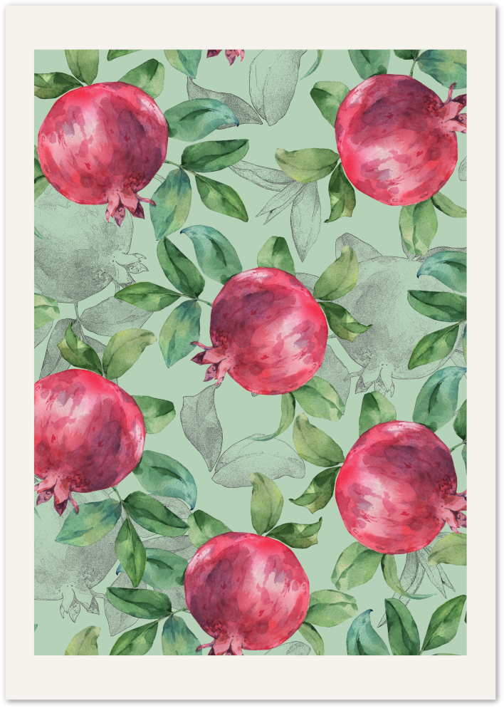 Posterux© | Pomegranate Garden Poster – Fruit & Botanical Art