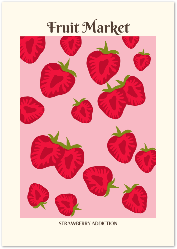 Posterux© | Strawberry Addiction Poster – Fruit Market Pop Art