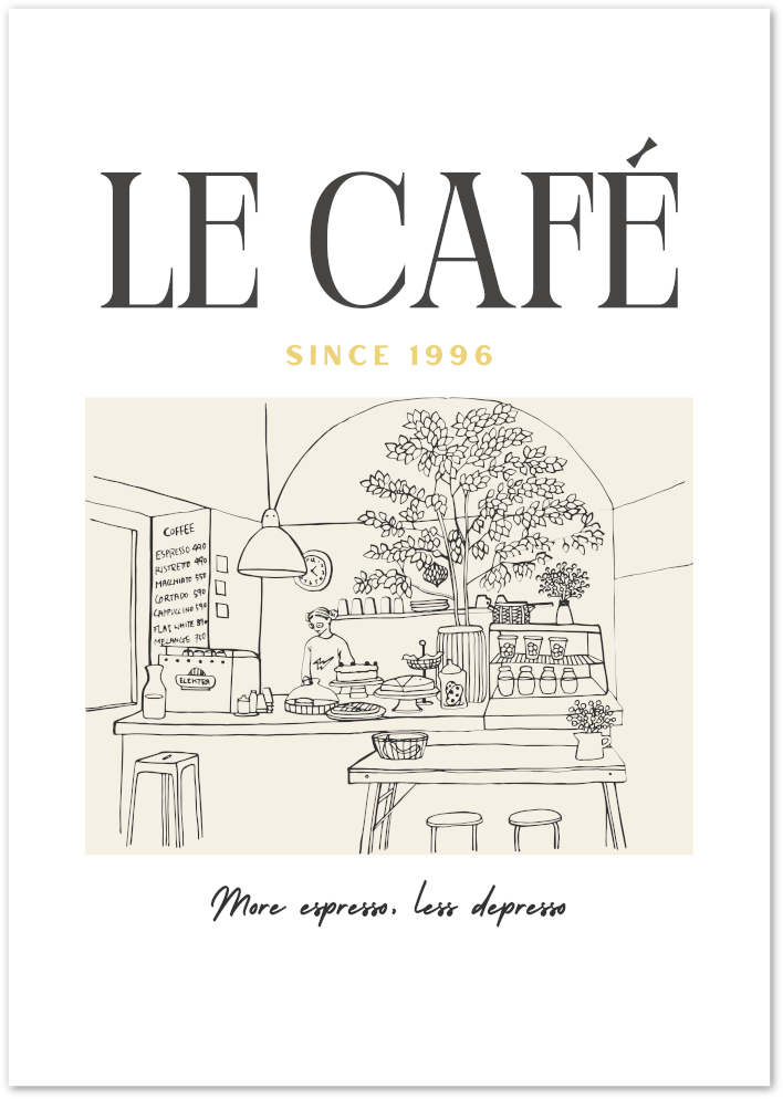 Posterux© | Le Café Poster – French Coffee Bar Illustration