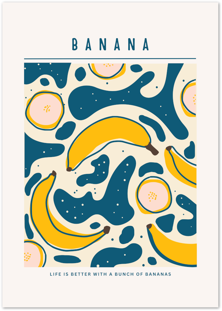 Posterux© | Banana Poster – Bold Fruit Pop Art