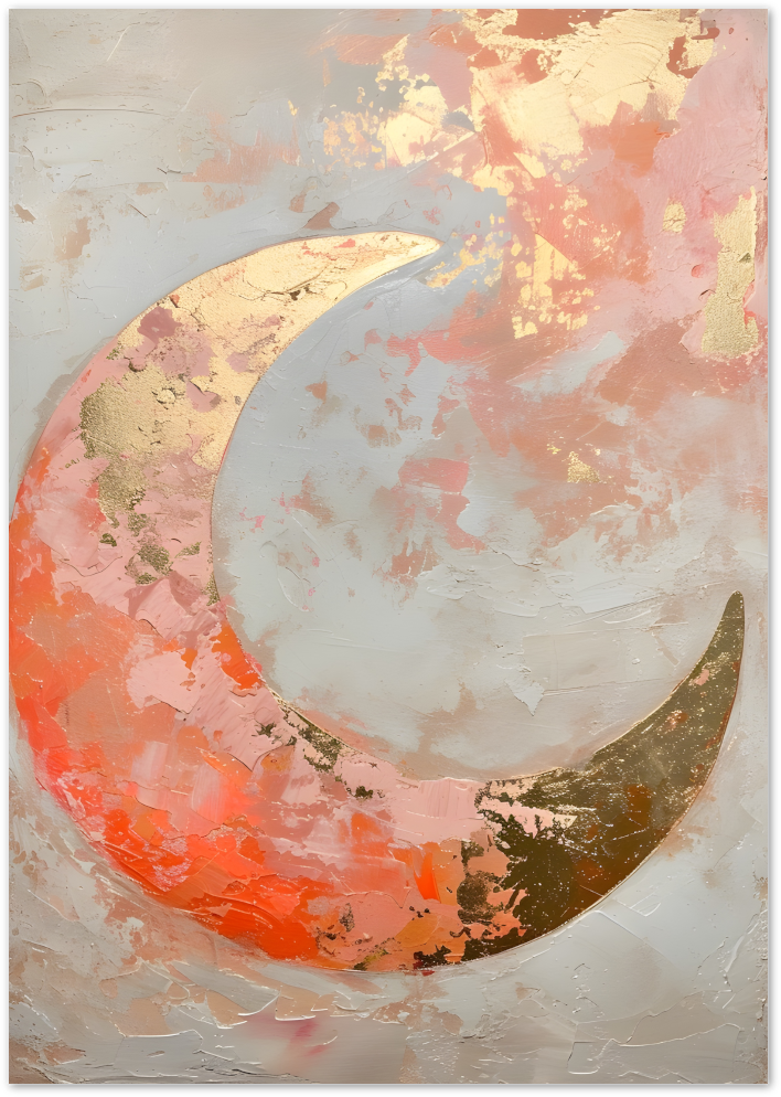 Posterux© | Golden Moon Poster – Abstract Textured Art