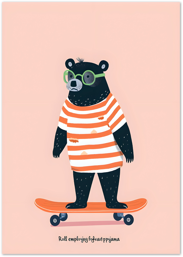 Posterux© | Skateboarding Bear Poster – Cute Animal Quote Art