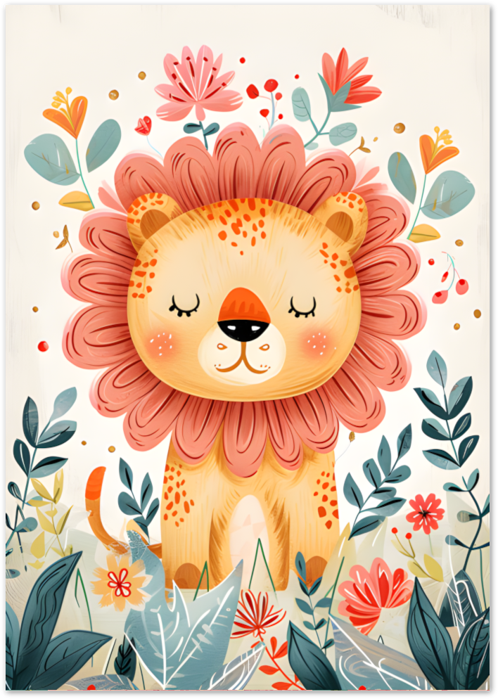 Posterux© | Sleepy Lion Poster – Cute Animal Illustration